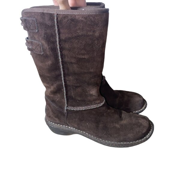 UGG Australia Haywell Winter Sherpa Suede Brown Boots Size 8 - Picture 10 of 12
